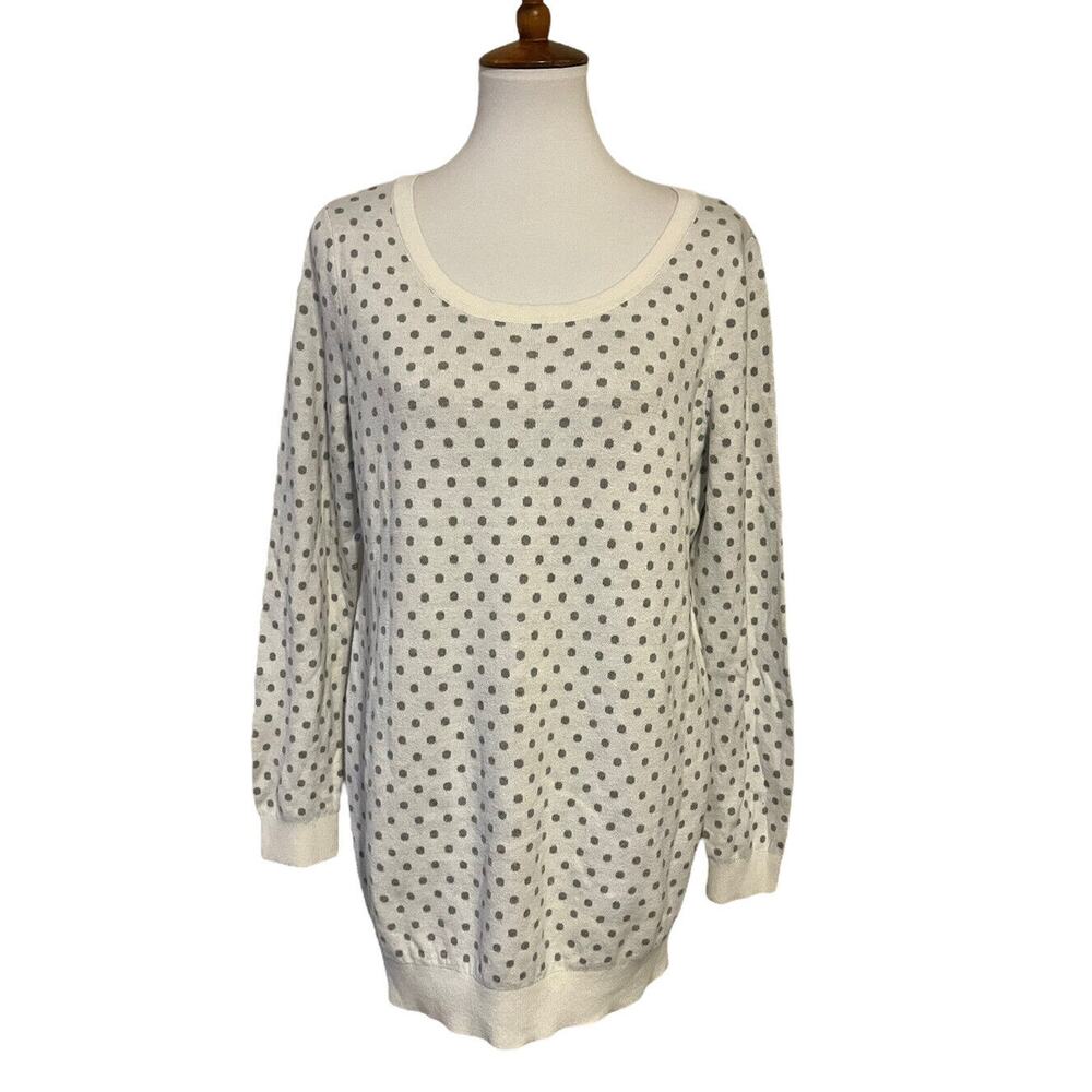 Motherhood Maternity White Gray Polka Dot Long Sleeve Sweater XL
